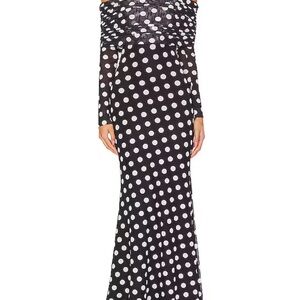 AFRM Black and White Off-the-Shoulder Gown